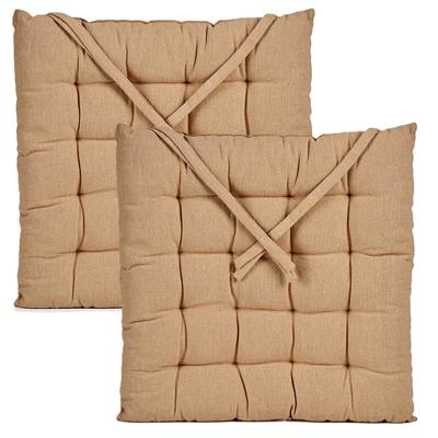 Stoelkussen Decorama - 2x - binnen/buiten - beige - 40 x 40 x 5 cm - polyester Stoelkussen Decorama - 2x - binnen/buiten - beige - 40 x 40 x 5 cm - polyester