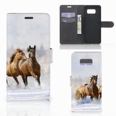 Samsung Galaxy S8 Plus | Telefoonhoesje | Met pasjeshouder | Paarden