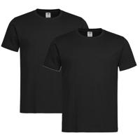 Zwart basic heren t shirt ronde hals - 2x - 100% katoen - onder shirts, maat: S