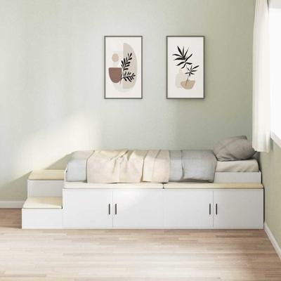 Opbergbedframe met lade Wit 234 x 103 x 53.5 cm Bewerkt hout