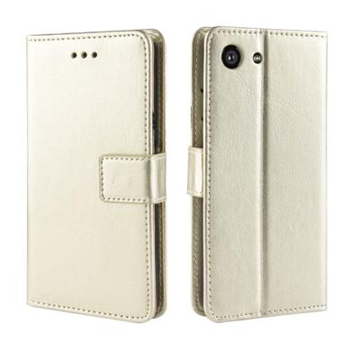Retro Crazy Horse textuur horizontale Flip lederen case voor Sony Xperia ACE SO-02L met houder & kaartsleuven & fotolijstjes (goud)