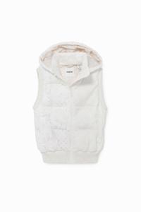 Padded bodywarmer met kant - WHITE - S