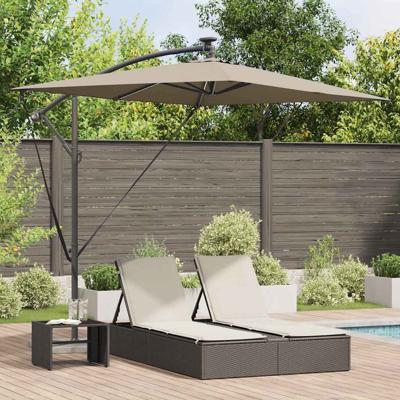 Cantilever Banana Parasol met slot Taupe 294 x 200 x 254 cm