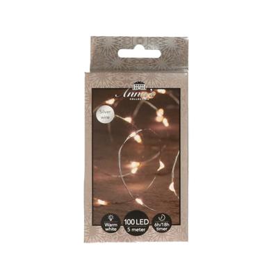 Draadverlichting - 100 led lampjes - warm wit - zilver draad - 500 cm - lichtdraad