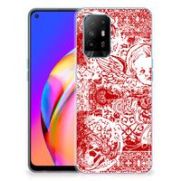 Silicone Back Case OPPO A94 5G | Reno5 Z Angel Skull Rood - thumbnail