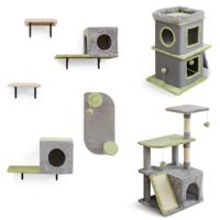 3-in-1 Kattenmeubelset Kattenactiviteitscentrum met Kattenhuis 3-Traps Krabpaal Grijs