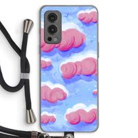Roze wolken met vogels: OnePlus Nord 2 5G Transparant Hoesje met koord