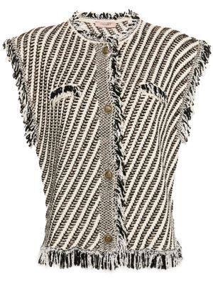TWINSET débardeur en jacquard à franges - Noir