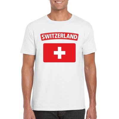 Zwitserland supporters t-shirt - met vlag print - wit - voor heren - landen - kleding