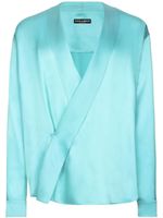 Dolce & Gabbana chemise en soie à détail drapé - Bleu Dolce & Gabbana chemise en soie à détail drapé - Bleu