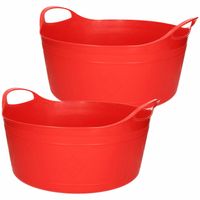 Flexibele emmer - 2x - rood - 15 liter - kunststof - 39 x 17 cm - Wasmanden - thumbnail