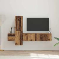 Tv-meubelset met plank Wandgemonteerd met opslag met de deur 5 pcs Oud hout Medium Bewerkt hout