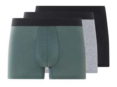 LIVERGY 3 heren boxers (Zwart/grijs/groen, M)