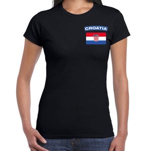 Croatia / Kroatie landen shirt met vlag zwart voor dames - borst bedrukking 2XL  -