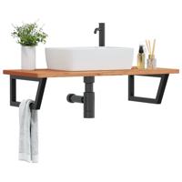 Badkamer wandschap staal en massief beukenhout
