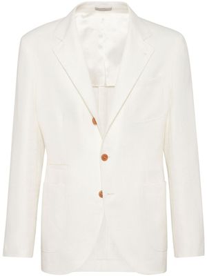 Brunello Cucinelli blazer en lin à simple boutonnage - Blanc