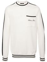 Balmain pull en laine à logo brodé - Blanc