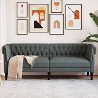 Driezitsbank Chesterfield-stijl stof donkergrijs