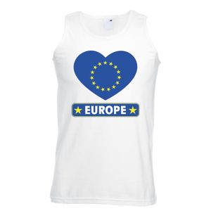 Europa hart vlag mouwloos shirt wit heren 2XL  -