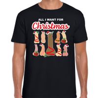 Foute kersttrui/t-shirt voor heren - All I want for Christmas - piemels - zwart