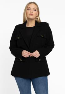 Yoek Blazer met zakken BOUCLE | Zwart | Maat 54/56
