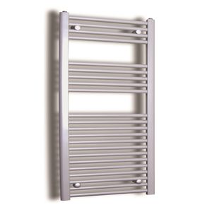 Elektrische Design Radiator Sanicare Plug & Play 111,8x45 cm Inox Look 596 Watt Met Zwarte Thermostaat Links Sanicare