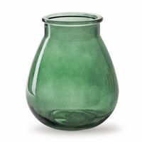 Bloemenvaas druppel vorm type - mistic groen/transparant glas - H17 x D14 cm