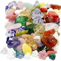 Creativ Company Glazen kralen, bladeren, bloemen, d 6-17 mm, gatgrootte 0,5-1,5 mm, diverse kleuren, 350 gr/ 1 doos