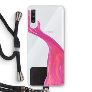 Paarse stroom: Samsung Galaxy A70 Transparant Hoesje met koord