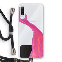 Paarse stroom: Samsung Galaxy A70 Transparant Hoesje met koord