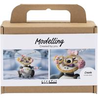 Creativ Company Mini hobbyset boetseren, robot, grijs, roze, 1 doos