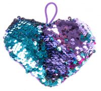 LG Imports sleutelhanger pailletten hart meisjes 12 cm blauw - thumbnail