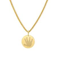 Gepersonaliseerde 1 hand- of voetafdruk ketting - Stainless steel - Goud - Rond 13 mm - Handafdruk