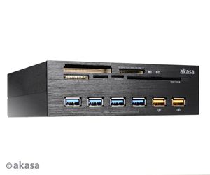 Akasa AK-HC-07BK Inbouw-geheugenkaartlezer 13.34 cm (5.25) USB 2.0 (moederbord), USB 3.2 Gen 1 (moederbord), Molex, SATA Zwart