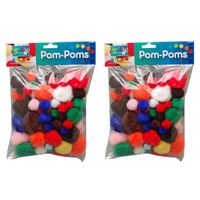 200x Hobby pompoms verschillende maten en kleuren - thumbnail