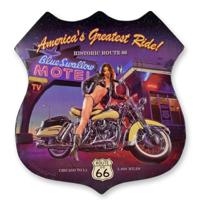AN EMBOSSED TIN PLATE "AMERICA'S GREATEST RIDE!"
