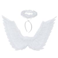 Ruhhy verkleedaccessoires Engel - wit - vleugels - 70 x 45 cm - diadeem