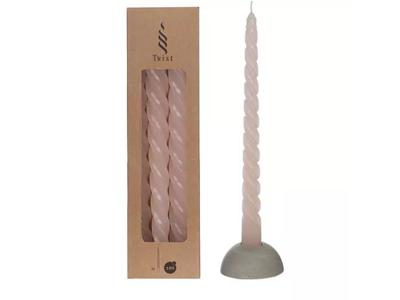 Twisted candles set 3 st, white pink - Hortus