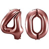 Folat Verjaardag Leeftijd folieballon - 40 jaar - ros? goud - 86 cm - cijferballon groot