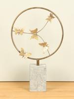Bronzen sculptuur ring met 5 messing vlinders, Ø 32 cm Bronzen sculptuur ring met 5 messing vlinders, Ø 32 cm