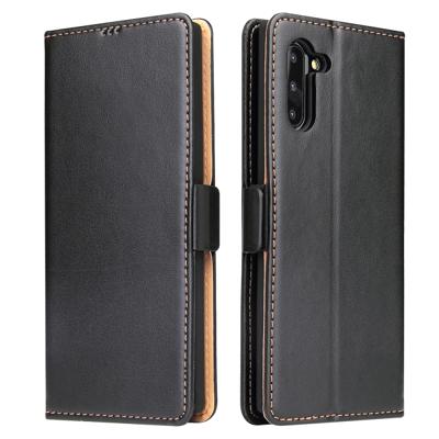 Voor Galaxy Note10 dermis textuur PU + TPU horizontale Flip lederen draagtas met houder & kaartsleuven & portemonnee (zwart)