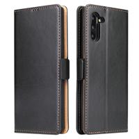 Voor Galaxy Note10 dermis textuur PU + TPU horizontale Flip lederen draagtas met houder & kaartsleuven & portemonnee (zwart)