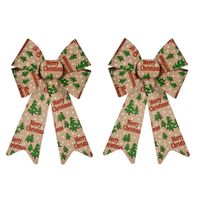 2x stuks kerstboomversieringen grote ornament strikjes/strikken creme/rood print 22 x 38 cm - thumbnail