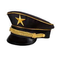 Carnaval verkleed Generaal officier hoed - zwart/goud - volwassenen - Militairen/leger thema   - - thumbnail