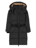 Burberry Kids manteau matelassé à taille ceinturée - Noir