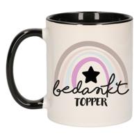 Cadeau mok voor collega - zwart kleuren - bedankt - afscheid/pensioen - keramiek - 300 ml