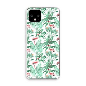 Flamingo bladeren: Pixel 4 Transparant Hoesje