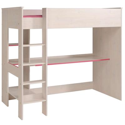 Leen Bakker - Hoogslaper Smoozy - Grenen/wit - 179,8x118,5x205,6 Cm - Spaanplaat - Beige - 205.6x118.5x179.8 Cm