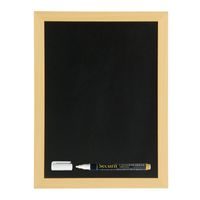 Zwart krijtbord met teak houten rand 40 x 60 cm inclusief stift - thumbnail