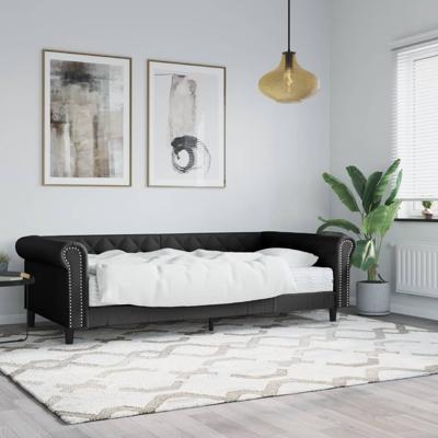 Slaapbank met matras 90x200 cm kunstleer zwart